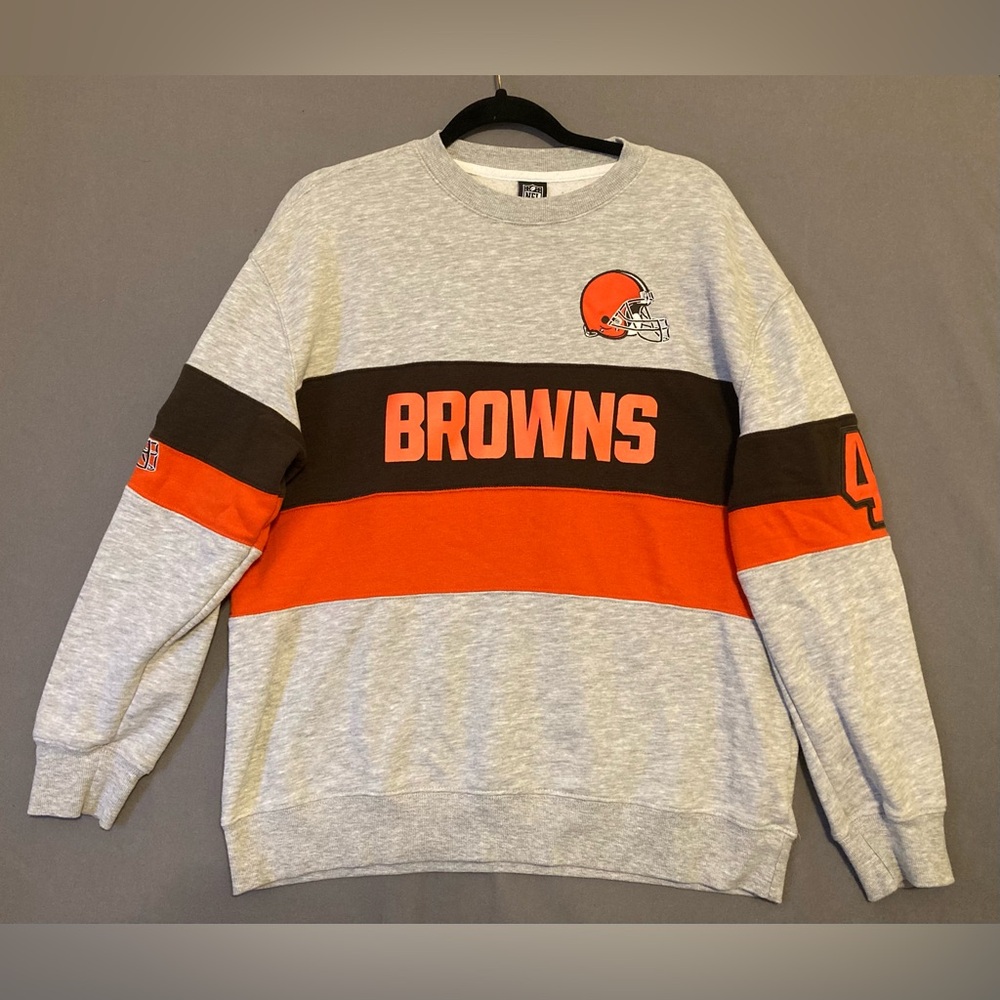 Cleveland Browns Sweatshirt Mens L Gray NFL Football Crewneck NFL Team Apparel